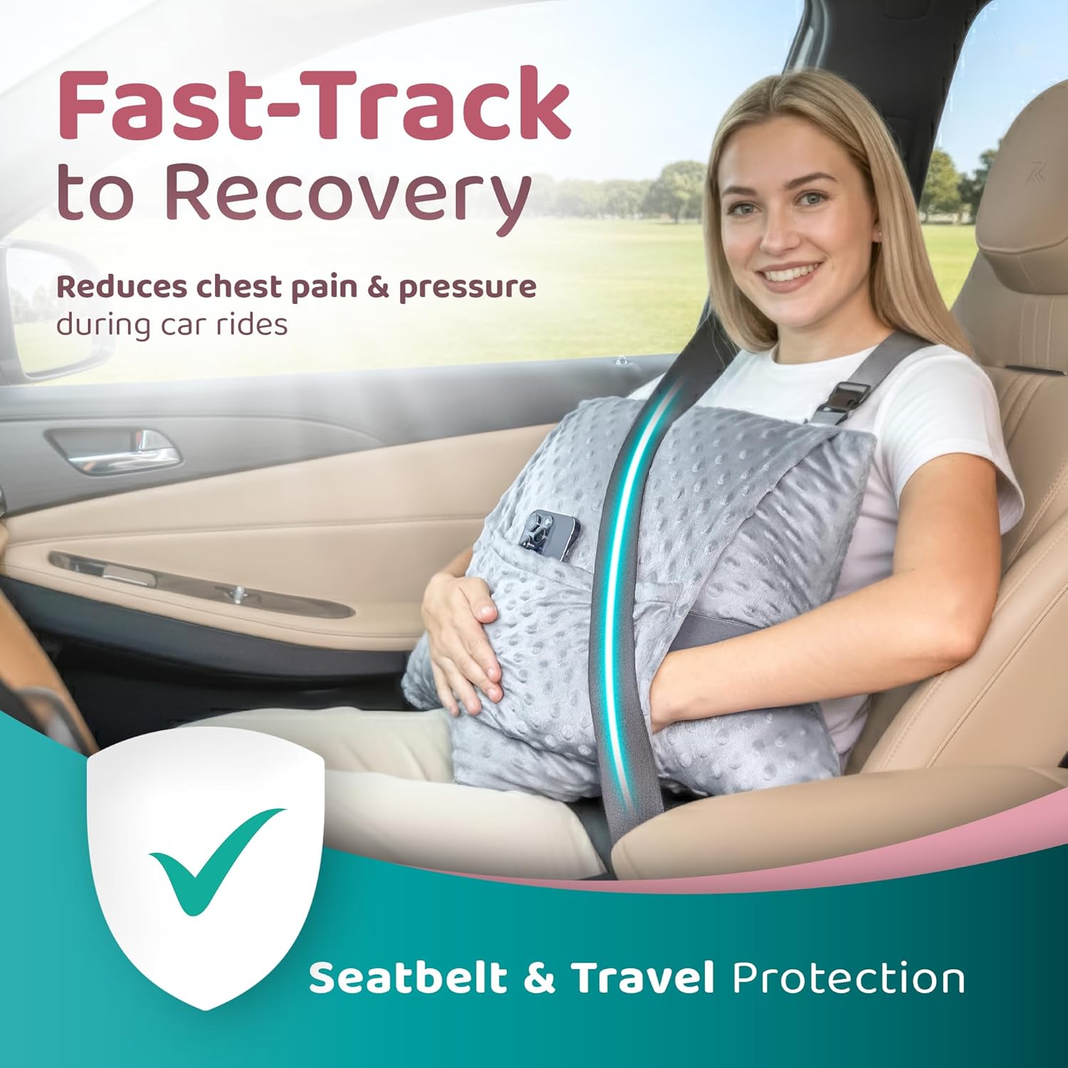 Zomaple Recovery Hysterectomy Pillow with Strap, Gel Pack & Lumbar Support

