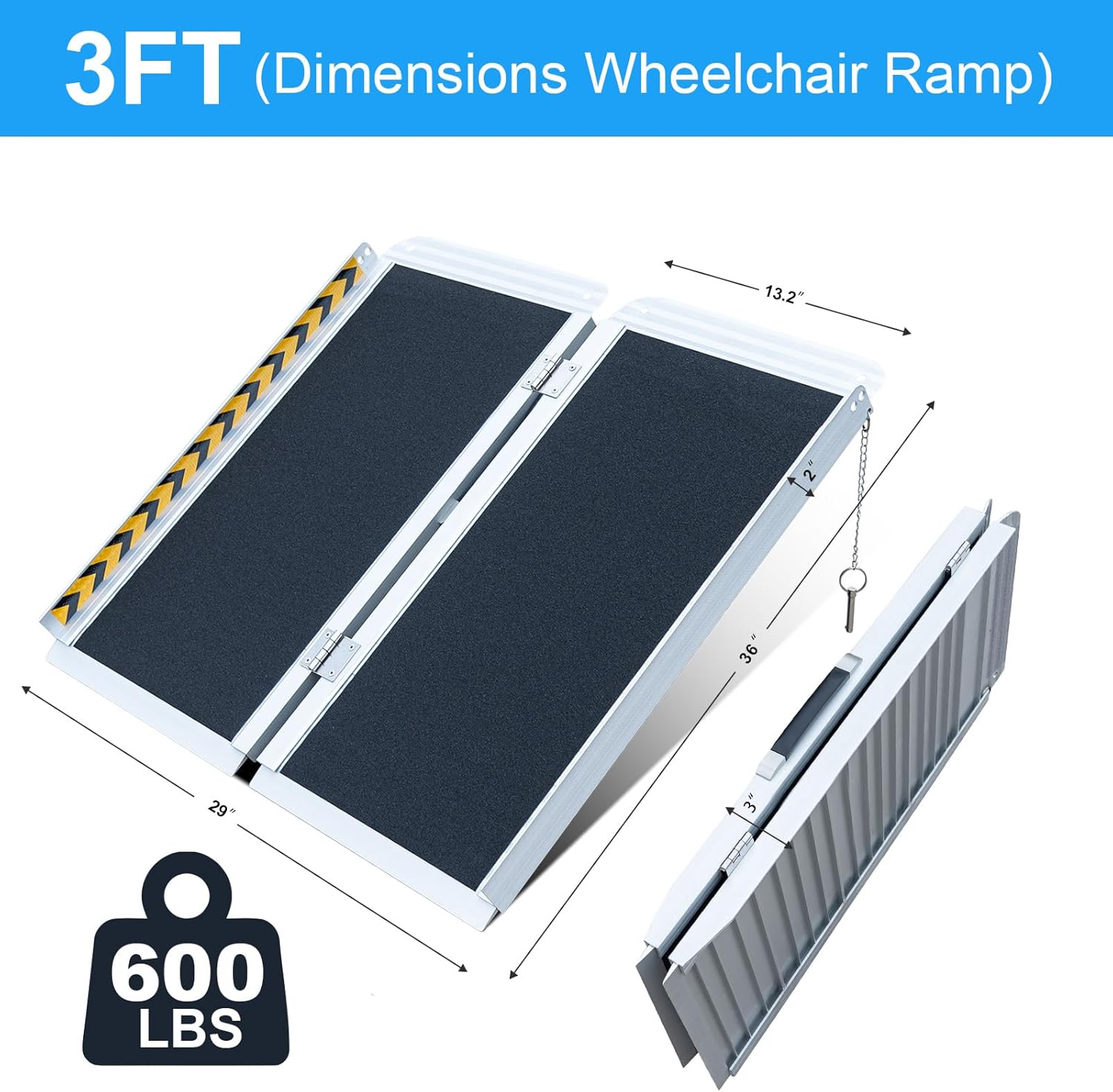 Portable Wheelchair Ramp No-Slip Aluminum Folding Handicap Ramp 800 lbs Capacity

