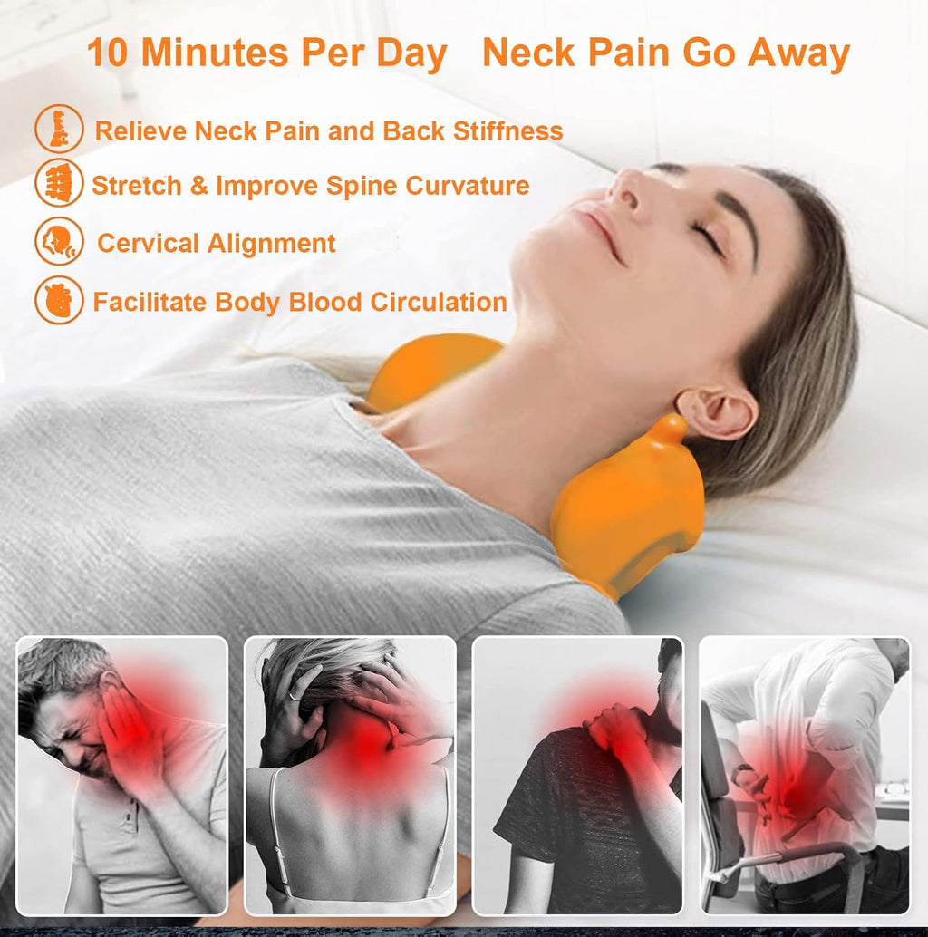 Cervical Traction Pillow Neck Stretcher with Upper Back Massage for TMJ & Neck Pain

