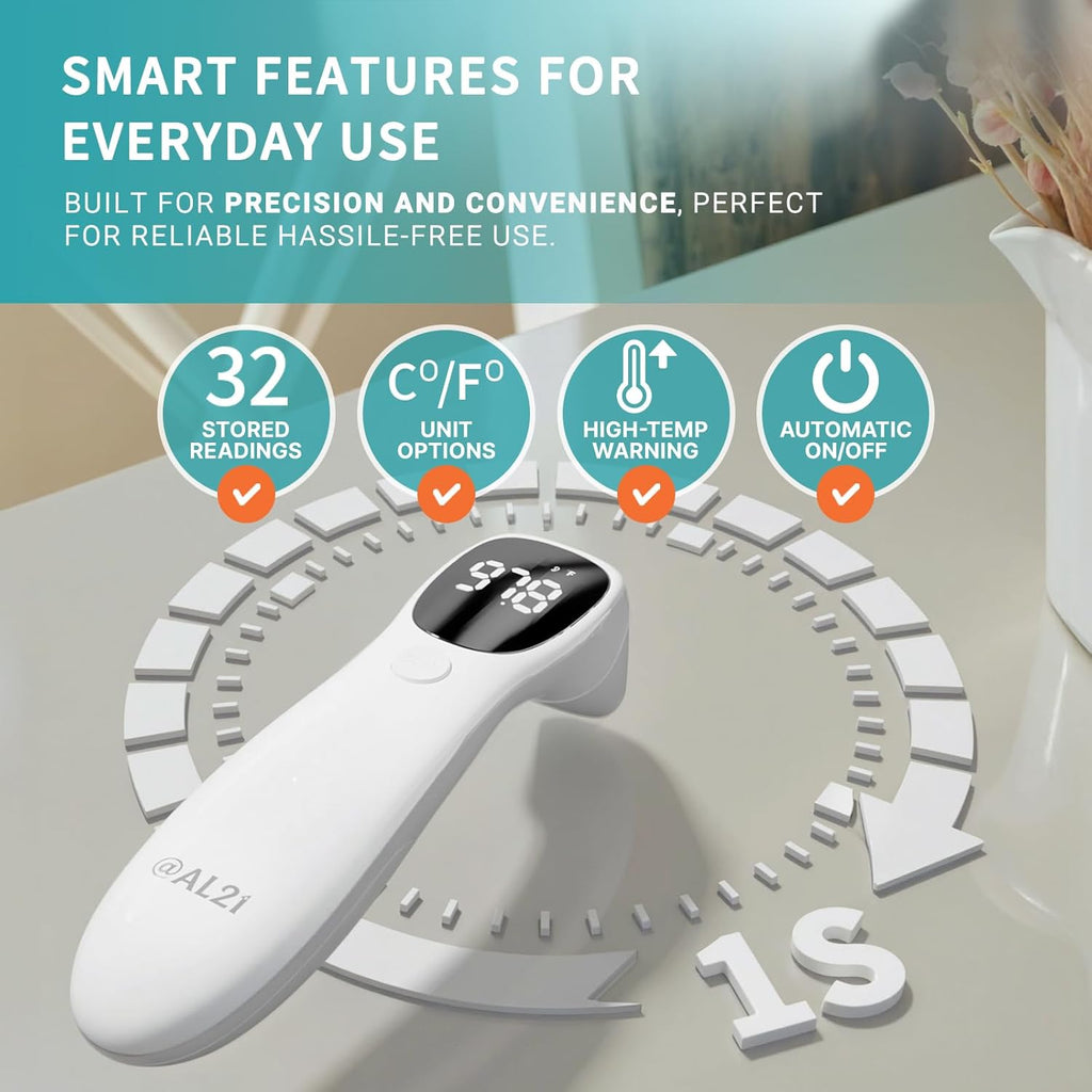 @AL21 Dual-Mode Infrared Thermometer for Forehead and Ear, No-Touch Fever Check

