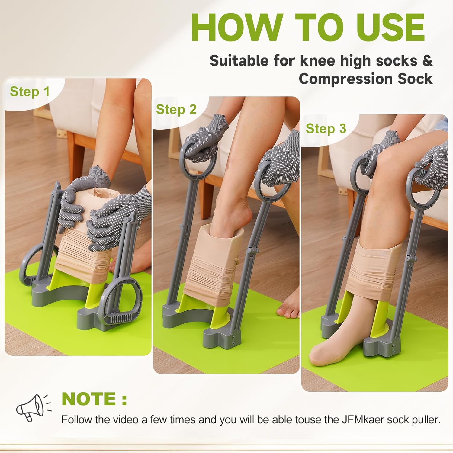 Compression Sock Aid Device with Silicone Anti-Slip Mat for Seniors

