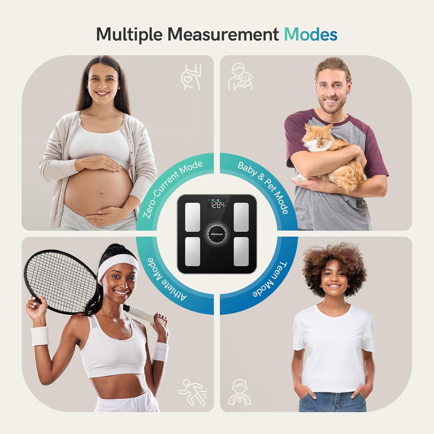 Smart Body Composition Scale with Large Display, 6 Metrics, App & Apple Watch Sync

