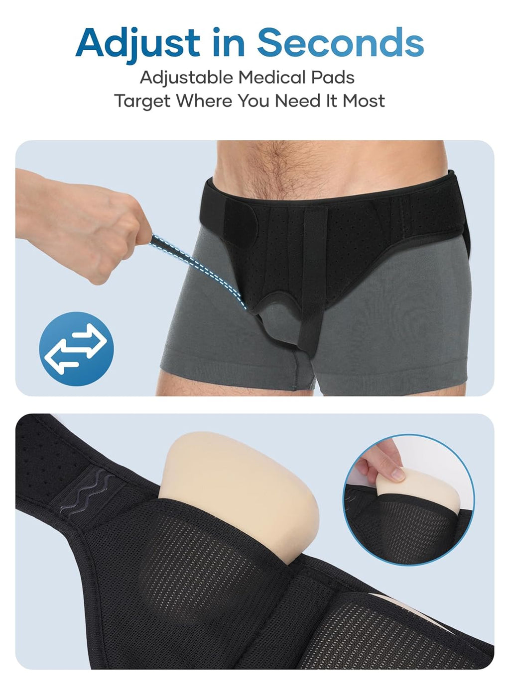 Hernia Belt for Men & Women, Inguinal Groin Support Truss with Adjustable Strap Pads

