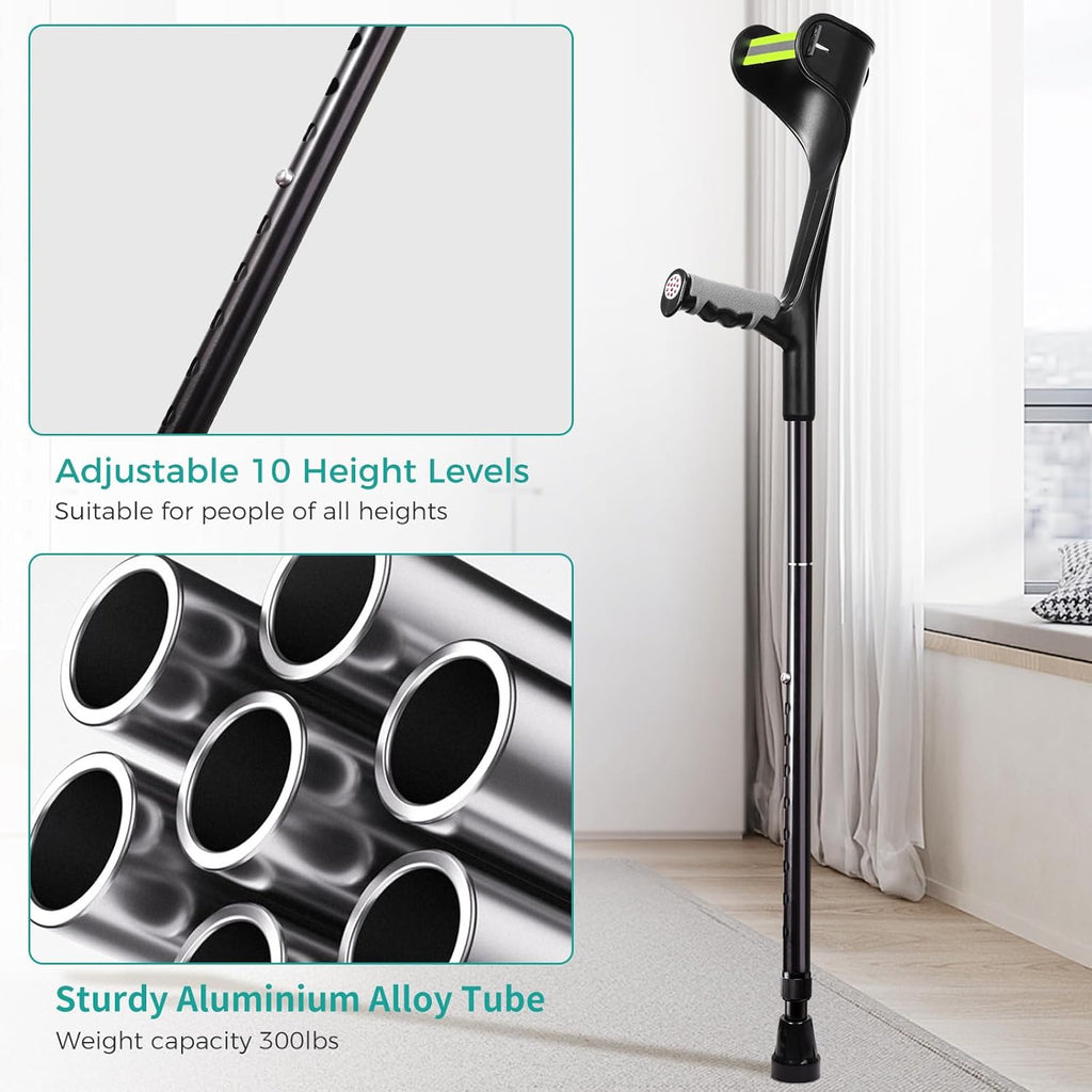 Forearm Crutches for Adults, Adjustable Height Aluminum Forearm Walker

