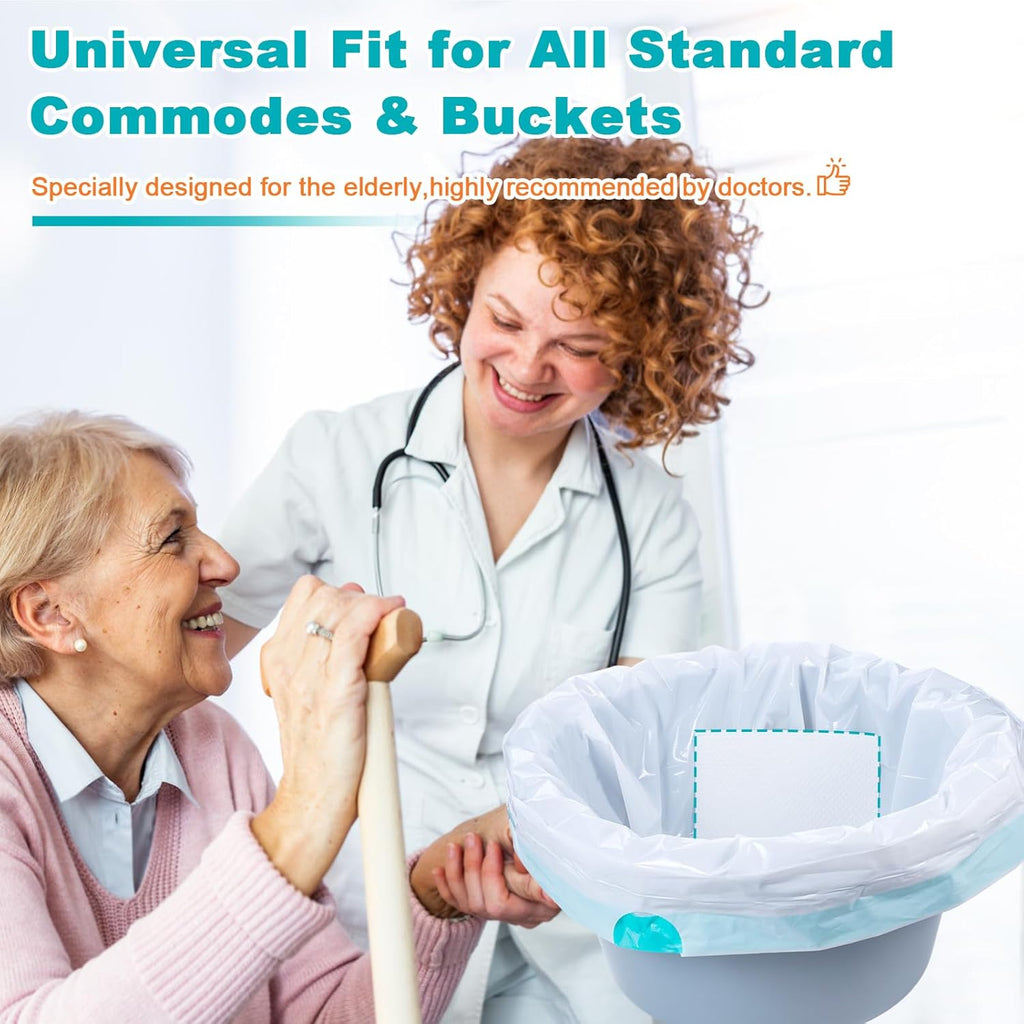 Disposable Commode Liners with Absorbent Pads, Leak-Proof Portable Potty Liner

