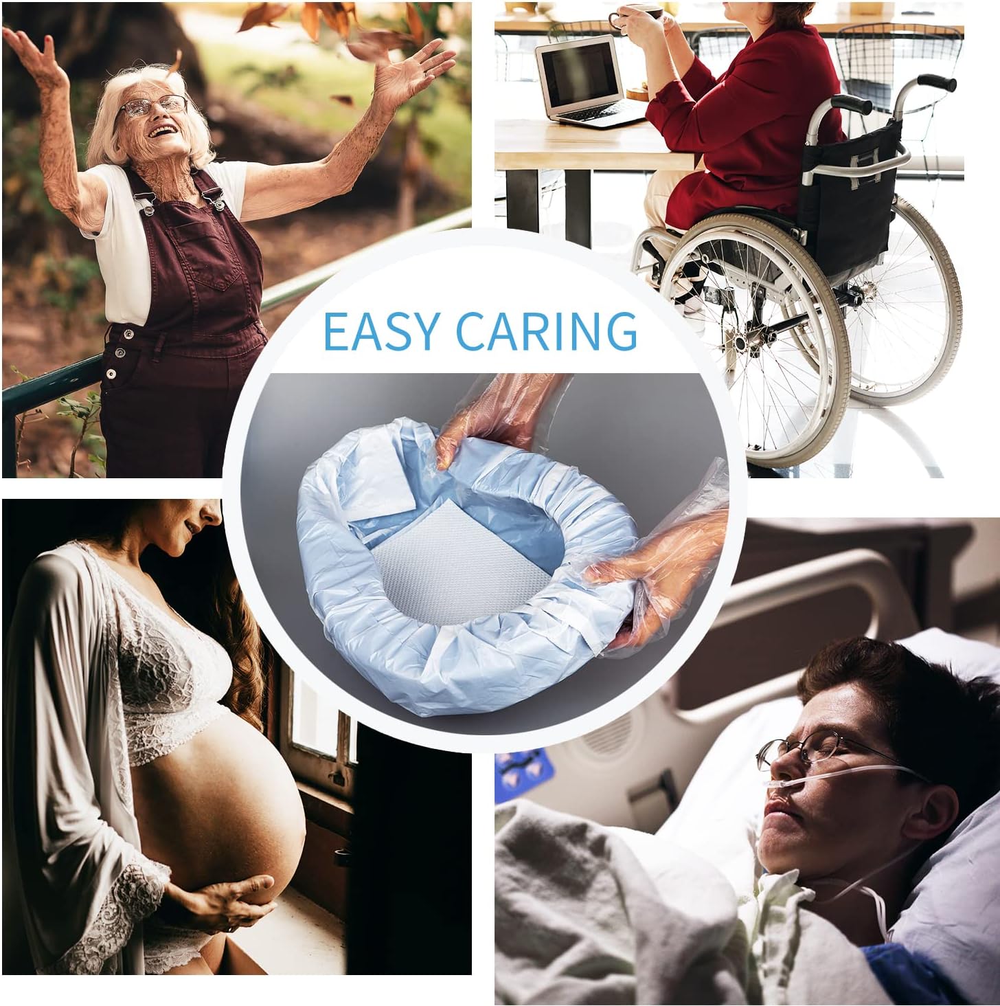 MINIVON Bedpan Set with Disposable Liners and Super Absorbent Pads

