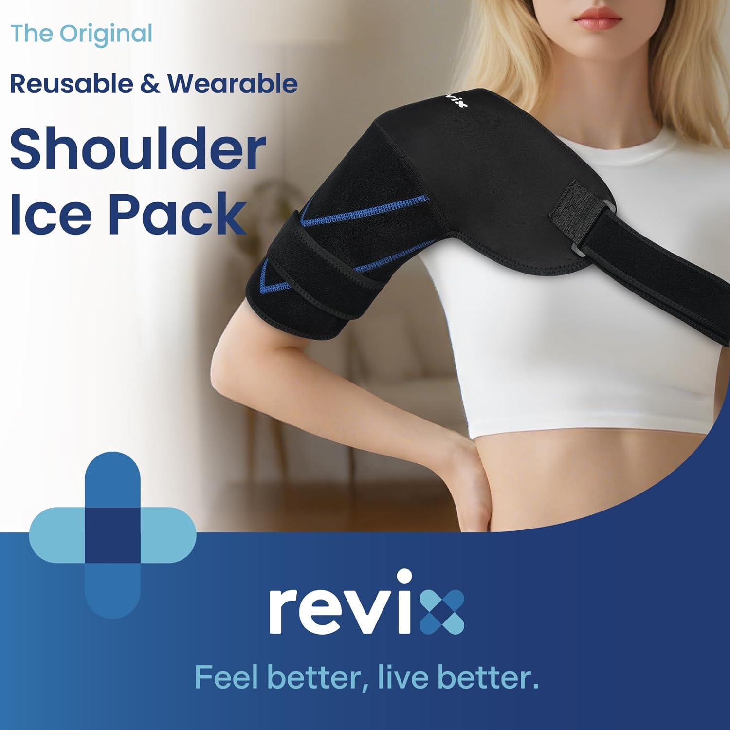 REVIX Shoulder Ice Pack Wrap for Rotator Cuff, Reusable Cold Therapy Wrap

