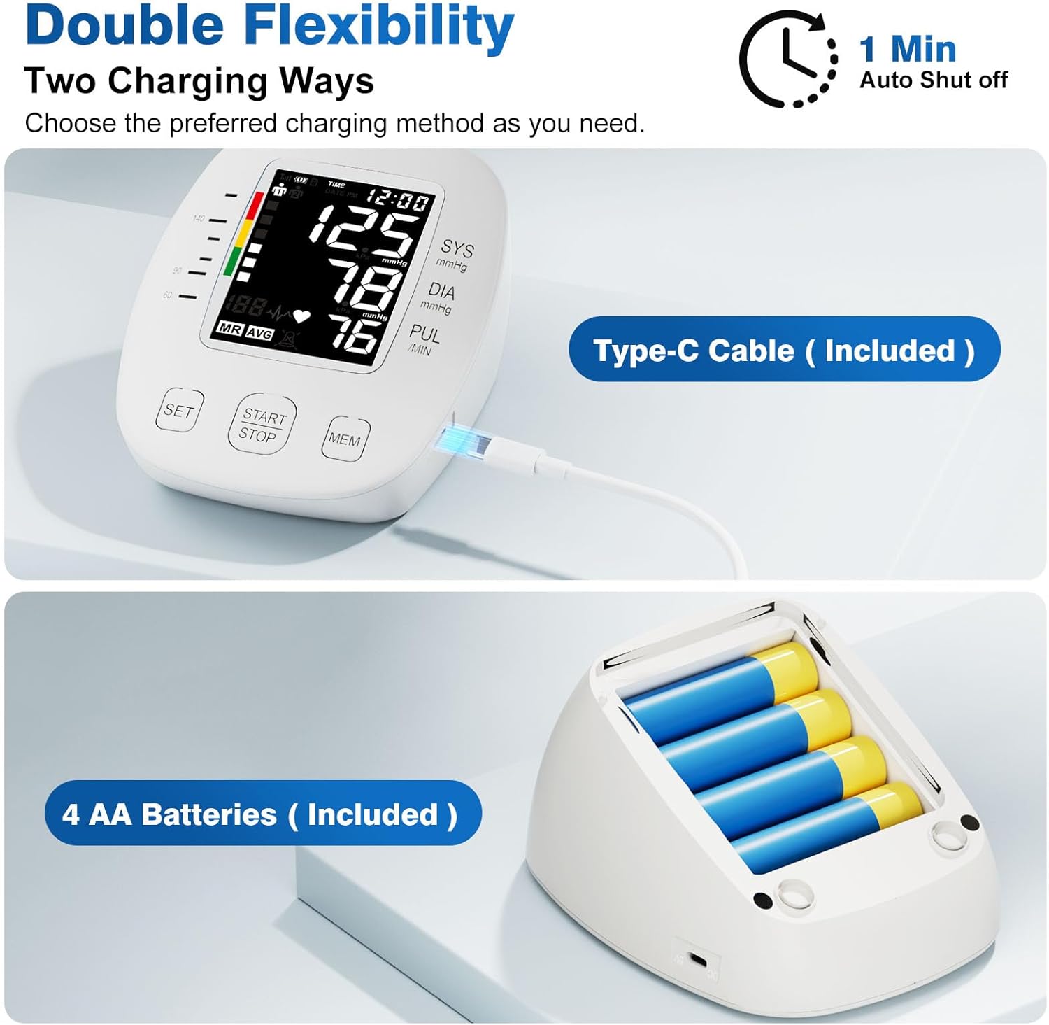 Automatic Digital Upper Arm Blood Pressure Monitor with Adjustable Cuff and HR

