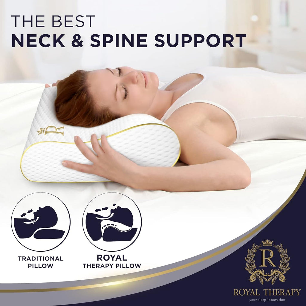 Royal Therapy Memory Foam Cervical Neck Contour Pillow for Neck Pain Relief

