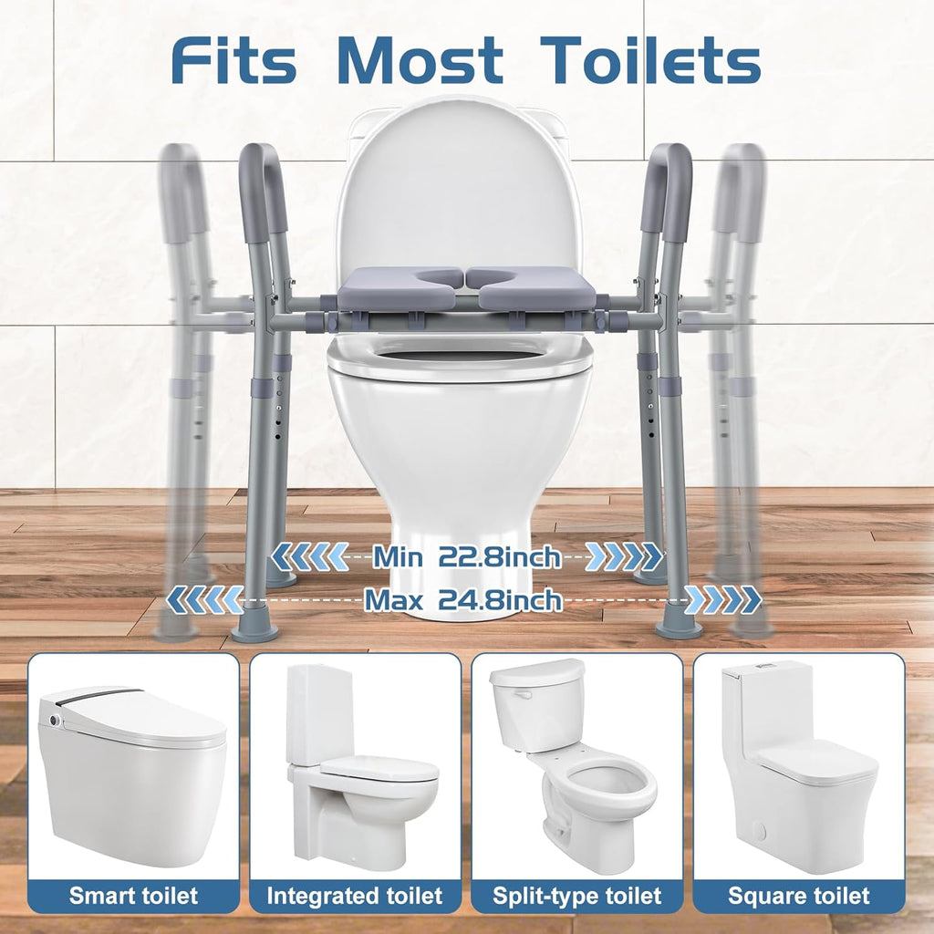 Toilet Seat Riser for Seniors With Handles, Adjustable Height and Width, Heavy Duty

