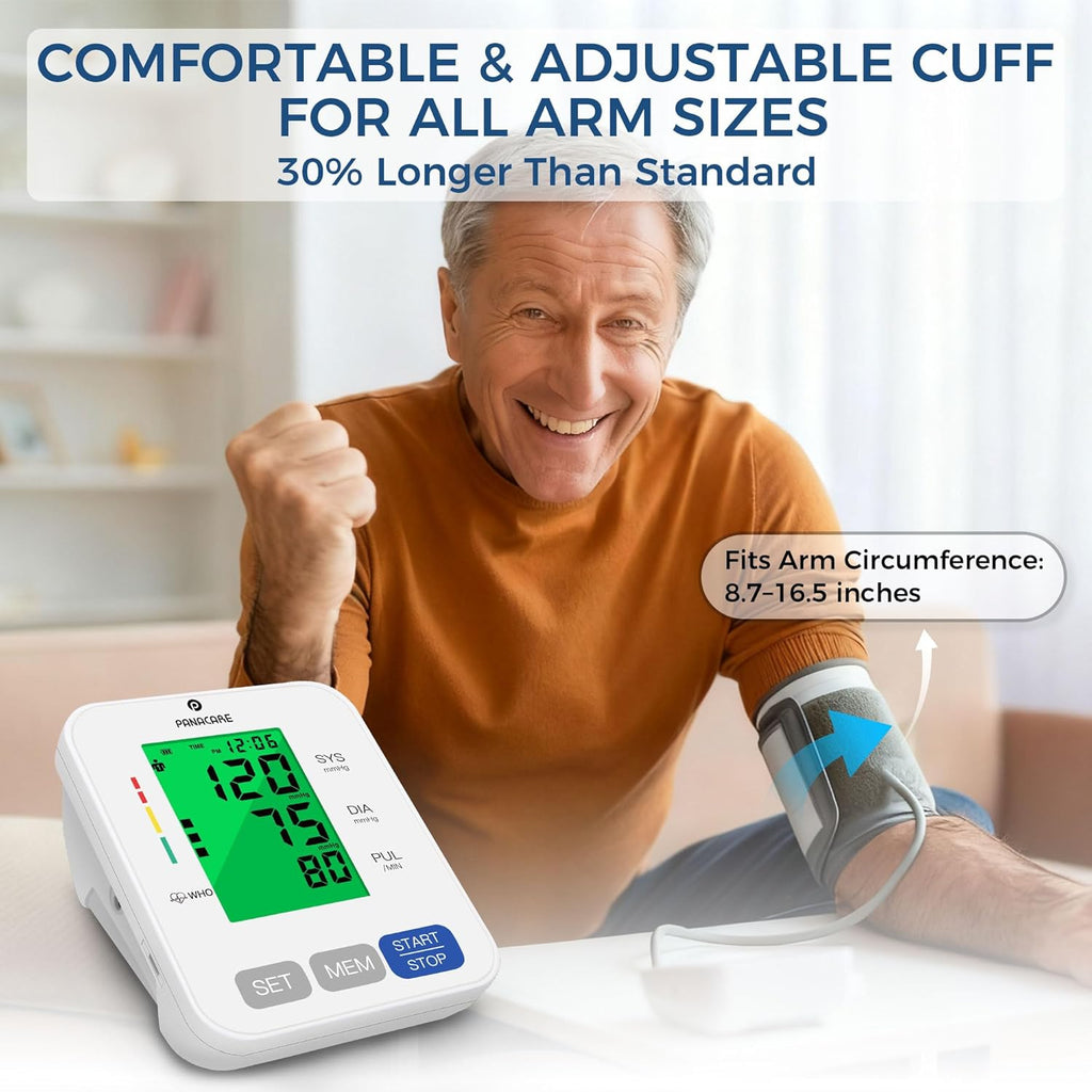 PANACARE Upper Arm Blood Pressure Monitor for Home, Adjustable Cuff

