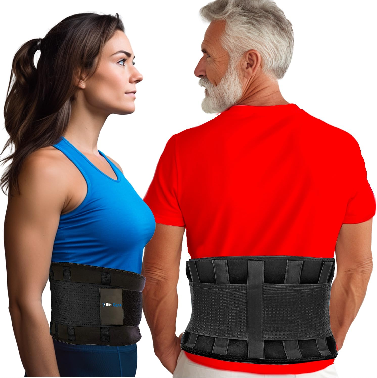 RiptGear Back Brace for Lower Back Pain Relief, Lumbar Support with Stabilizers

