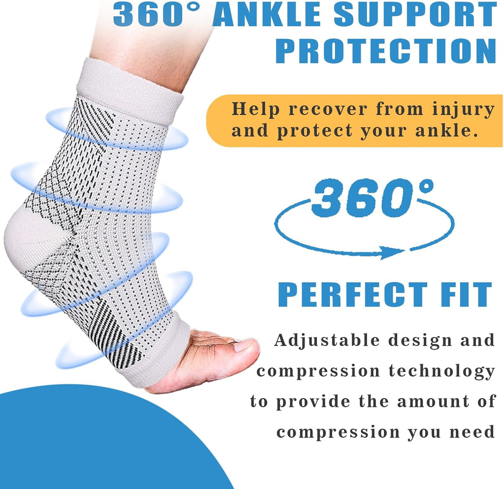 Neuropathy Compression Socks for Women, 6 Pairs, Ankle Brace & Plantar Relief

