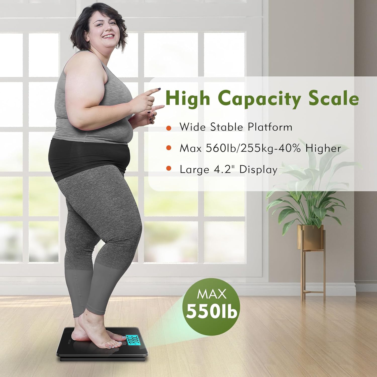 ZOETOUCH 560 lb Digital Bathroom Scale with Wide Tempered Glass Platform

