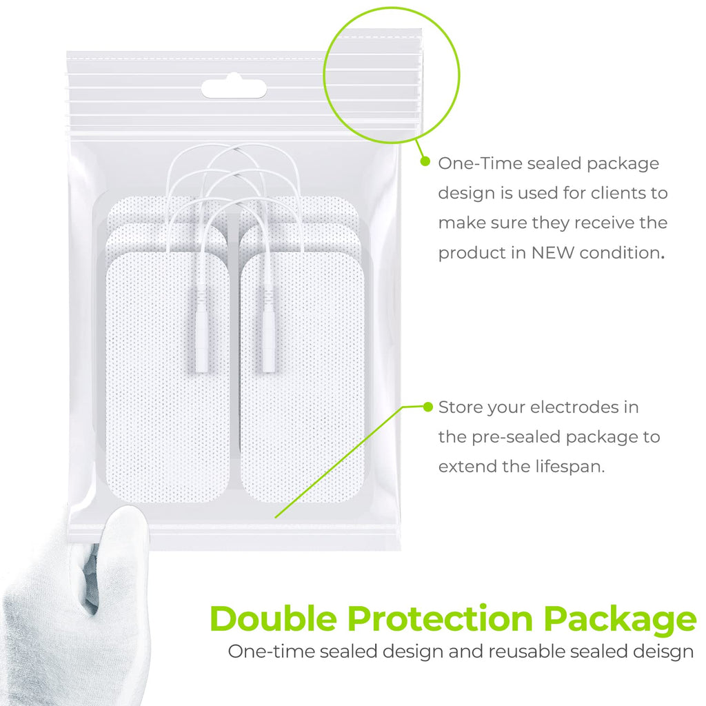 Auvon TENS Unit Electrode Pads 2" x 4" Replacement Self-Stick 24-Pack


