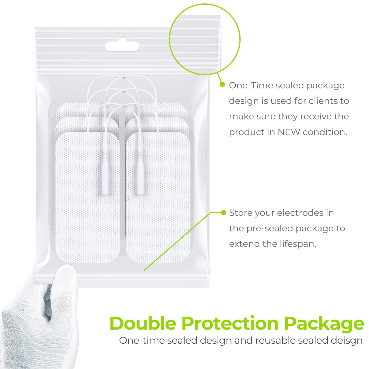 Auvon TENS Unit Electrode Pads 2" x 4" Replacement Self-Stick 24-Pack

