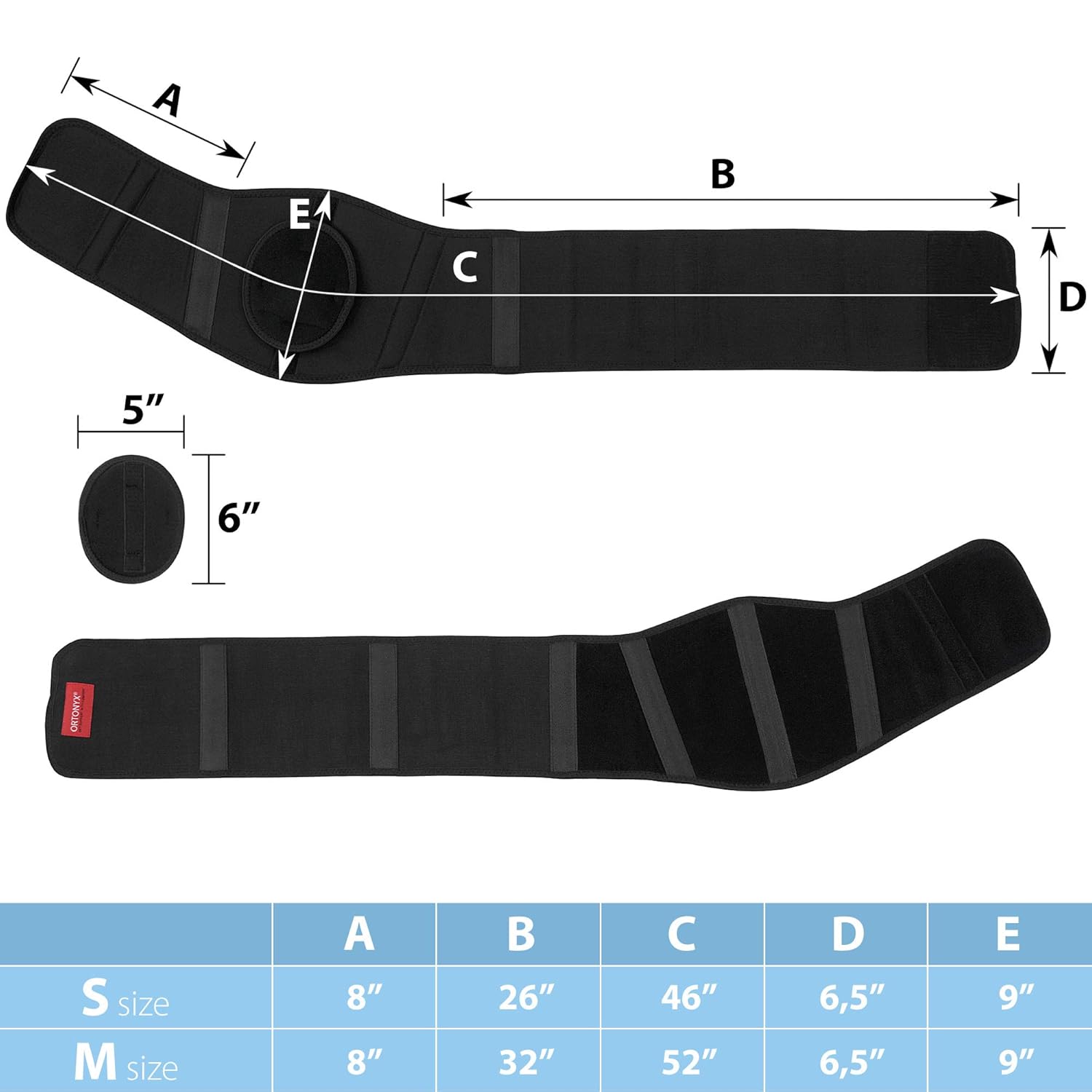 ORTONYX Ergonomic Hernia Belt with Removable Compression Pad for Umbilical Support

