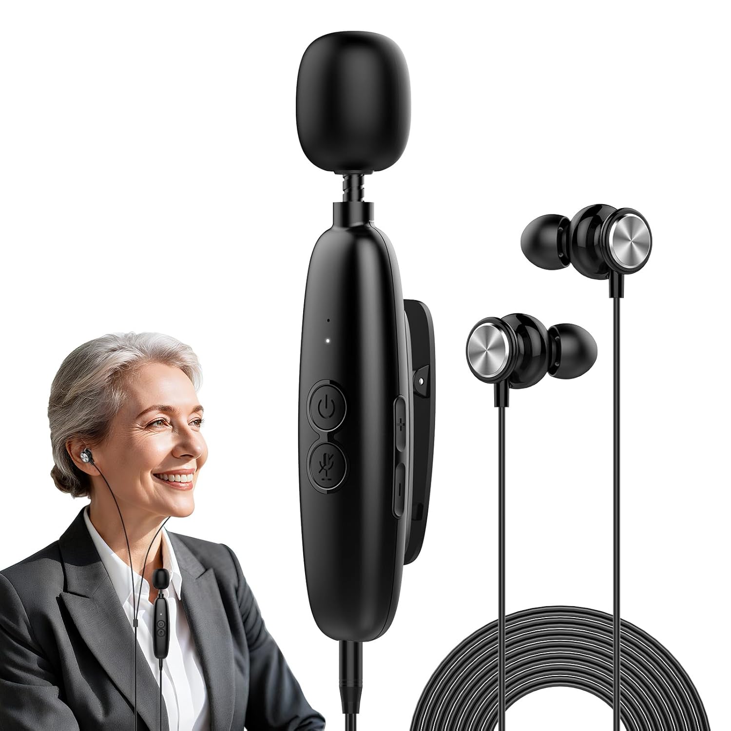 IceHeat Personal Sound Amplifier for Seniors, Rechargeable 50dB Gain, 7-Level Tone

