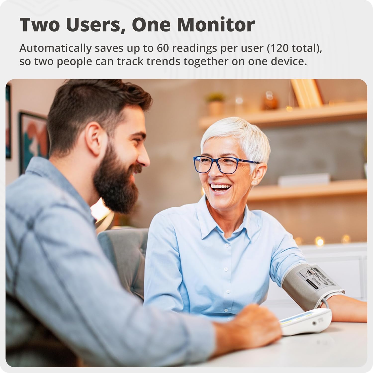 Greater Goods Upper Arm Automatic Blood Pressure Monitor with Backlit Display Two-User Memory

