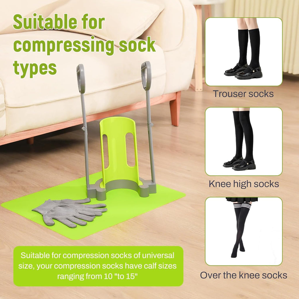 Compression Sock Aid Device with Silicone Anti-Slip Mat for Seniors

