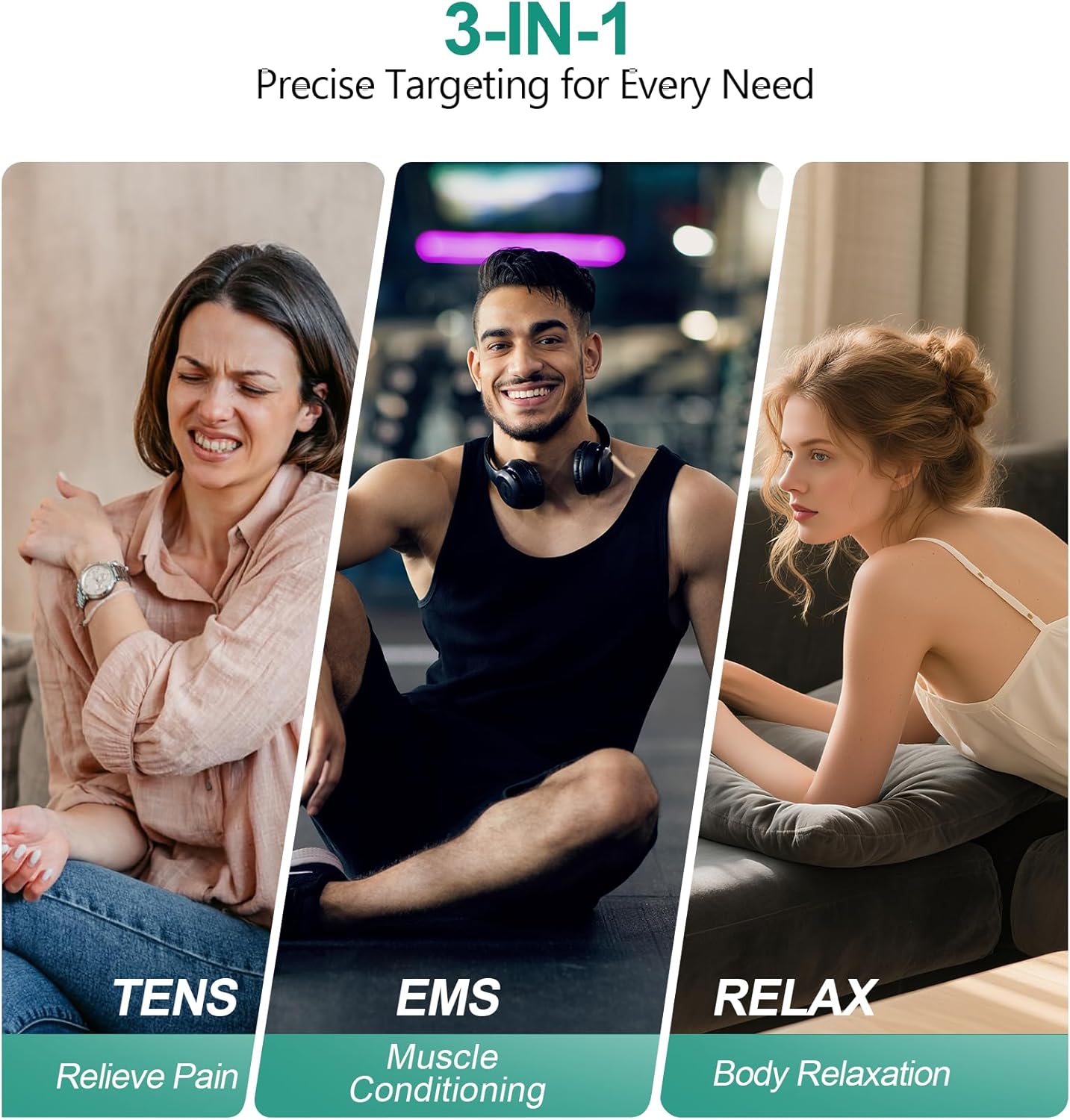 Medcursor Wireless 3-in-1 TENS EMS Relax Dual-Channel Muscle Stimulator with App

