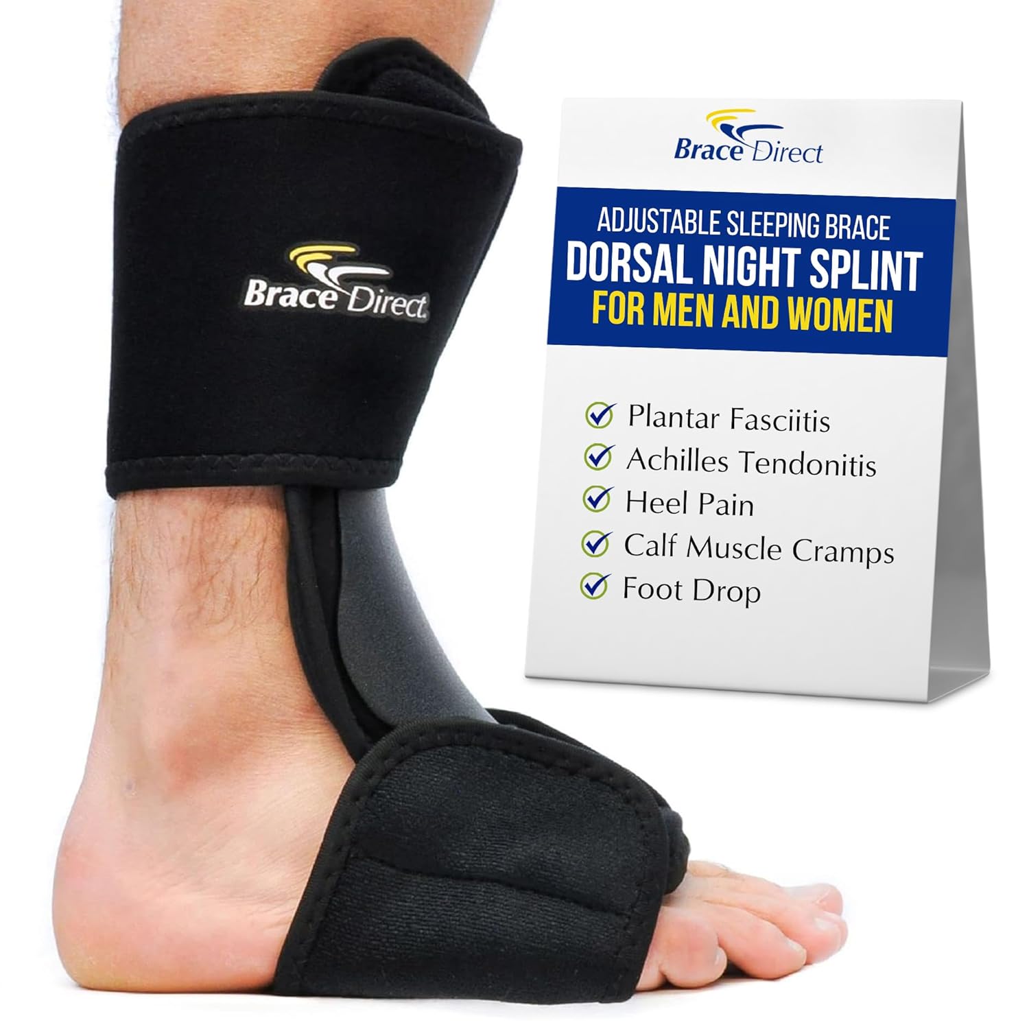 Brace Direct Dorsal Night Splint for Plantar Fasciitis, Achilles & Drop Foot

