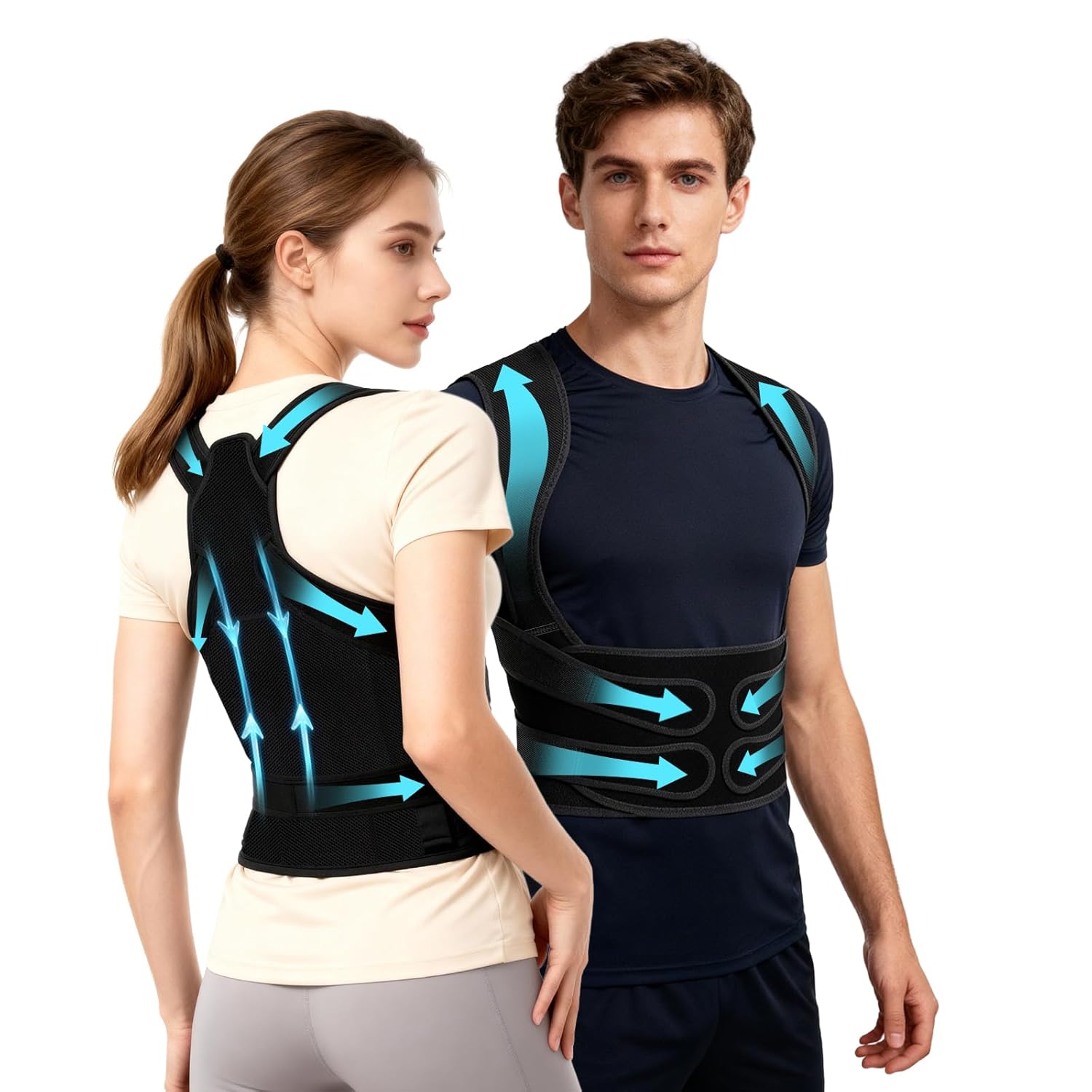 Posture Corrector for Men and Women Back Brace Straightener Adjustable Support Mesh

