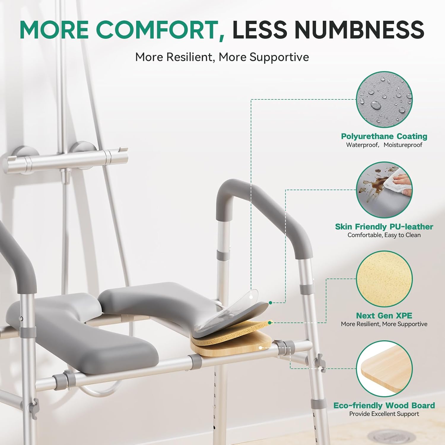 PopWise Raised Toilet Seat with Handles, Anti-Wobble 500 lb, Adjustable Fit

