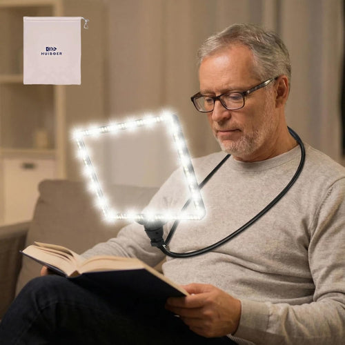 10X Hands-Free Rechargeable Page Magnifier with Light, 106 LEDs, Storage Bag

