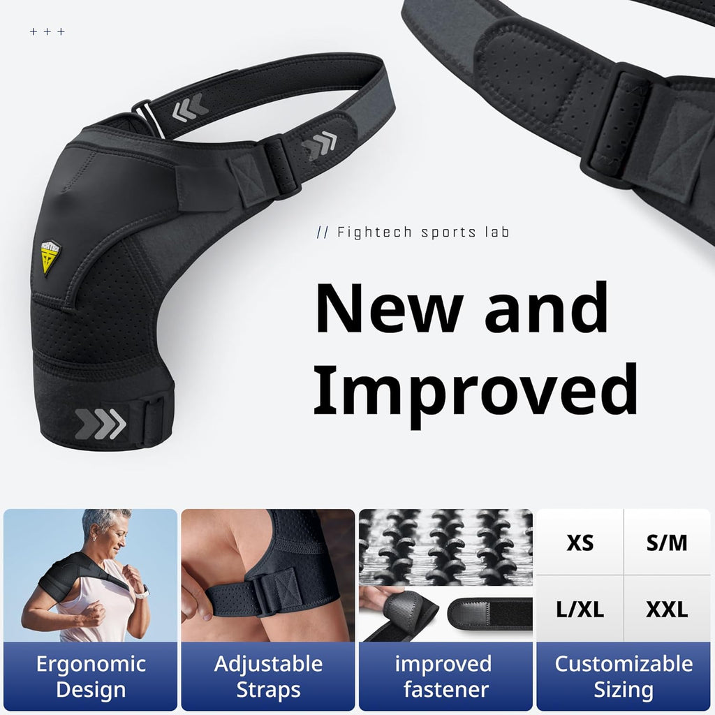 FIGHTECH Adjustable Neoprene Shoulder Brace Rotator Cuff Compression Sleeve Ice Pack Pocket

