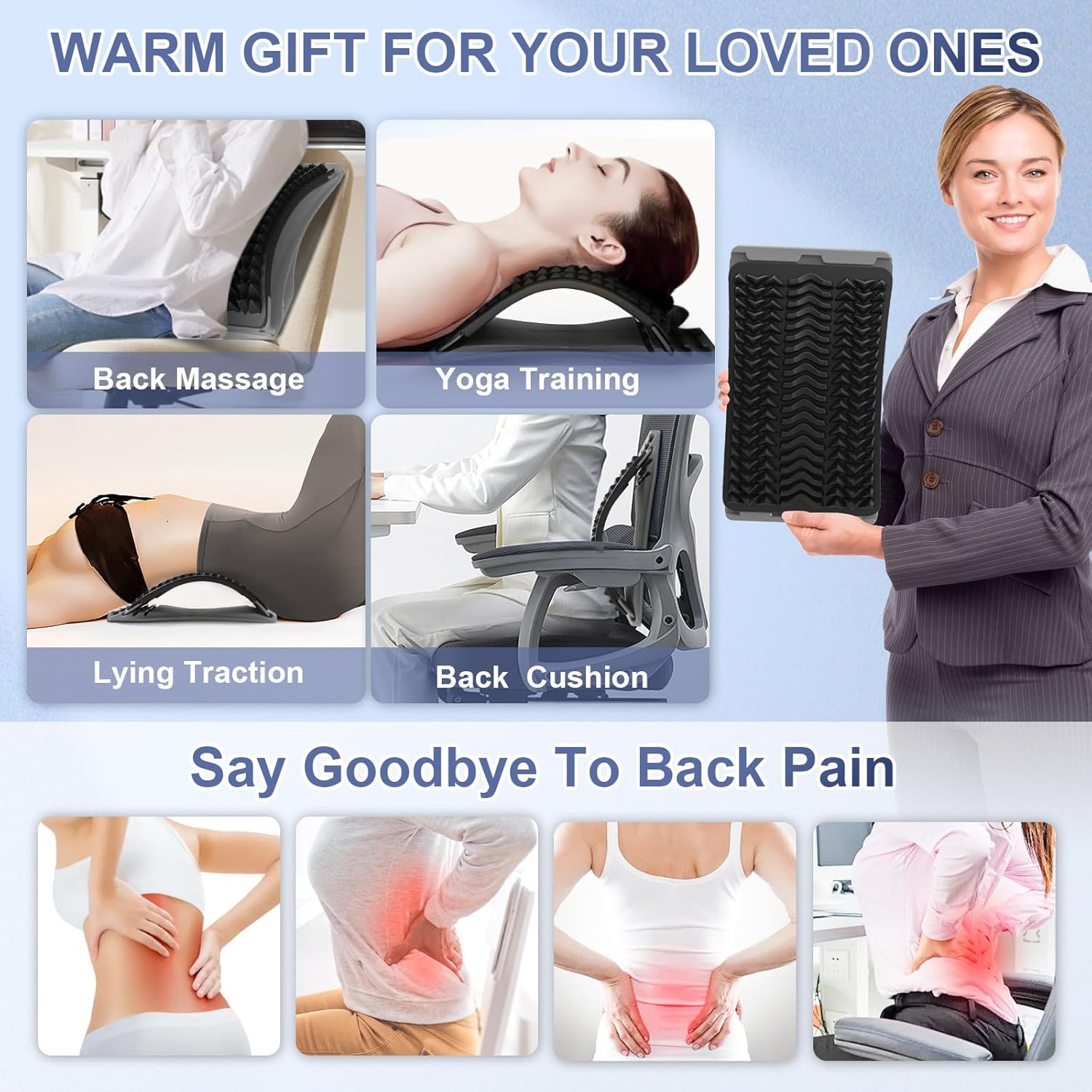 MINOLL Adjustable Back Stretcher for Lower Back Pain Relief, Lumbar Spine Decompressor

