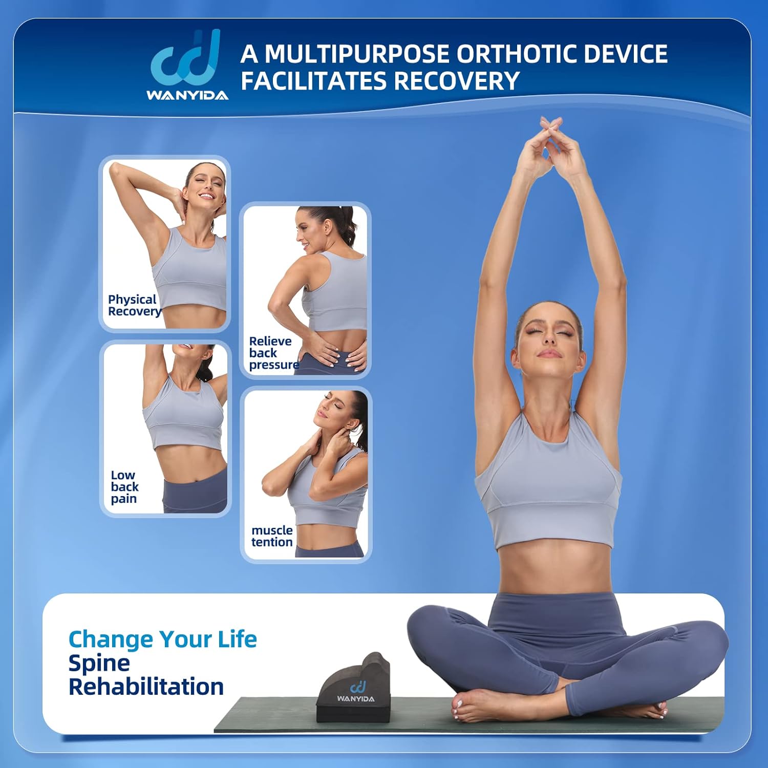 WANYIDA Lumbar Traction Roll Device, Back Stretcher for Lower Back Pain Relief

