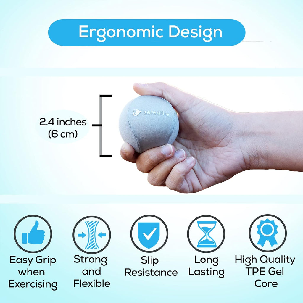 Serenilite Tri-Density Hand Therapy Stress Ball Bundle for Grip Strengthening


