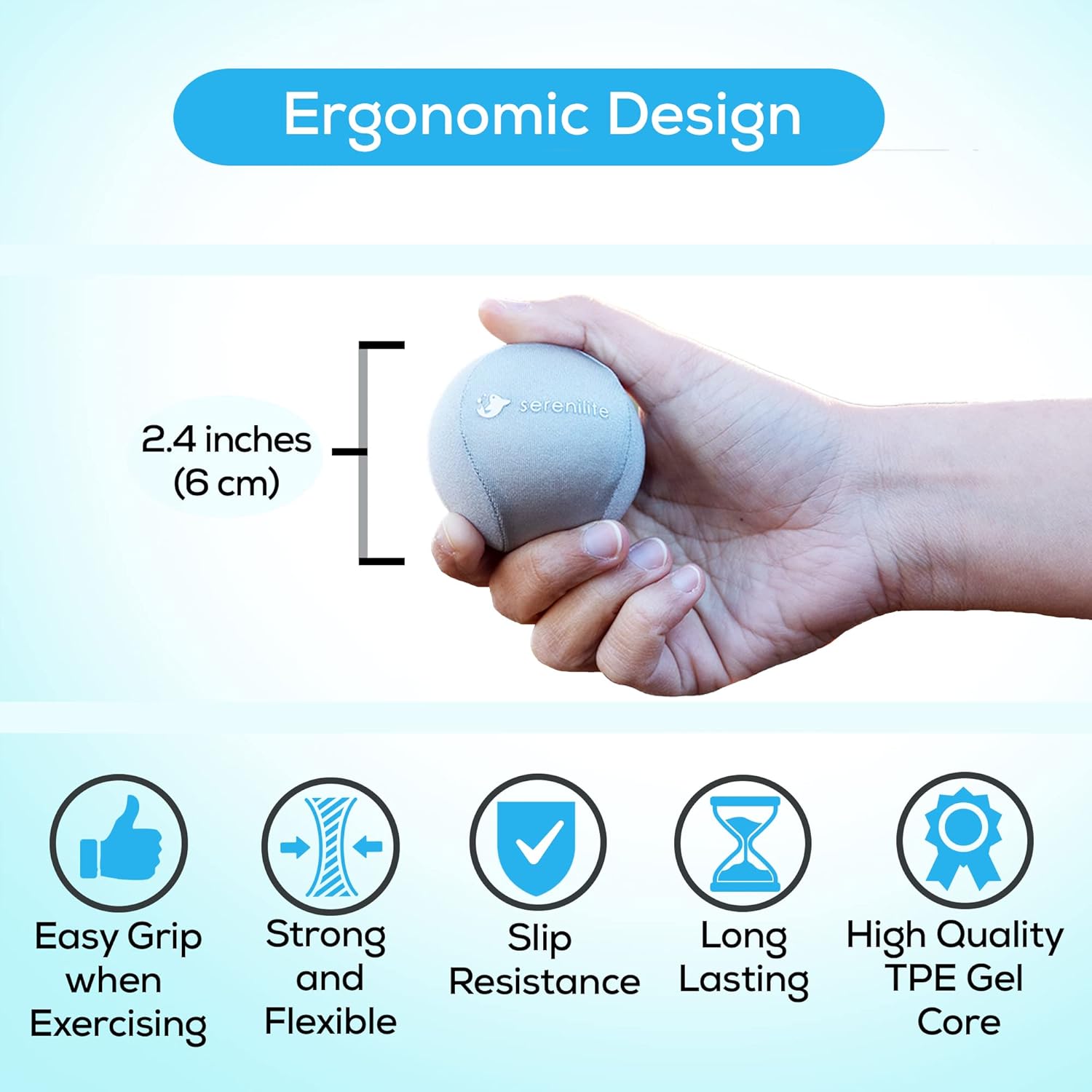 Serenilite Tri-Density Hand Therapy Stress Ball Bundle for Grip Strengthening

