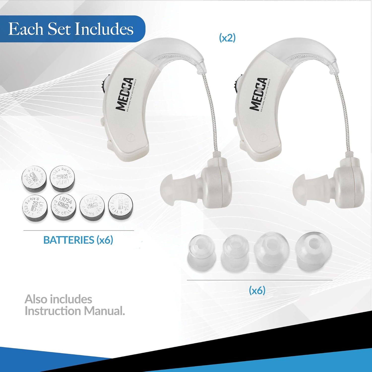 MEDca Behind the Ear Digital Sound Amplifier (BTE) with Noise Reduction & Volume

