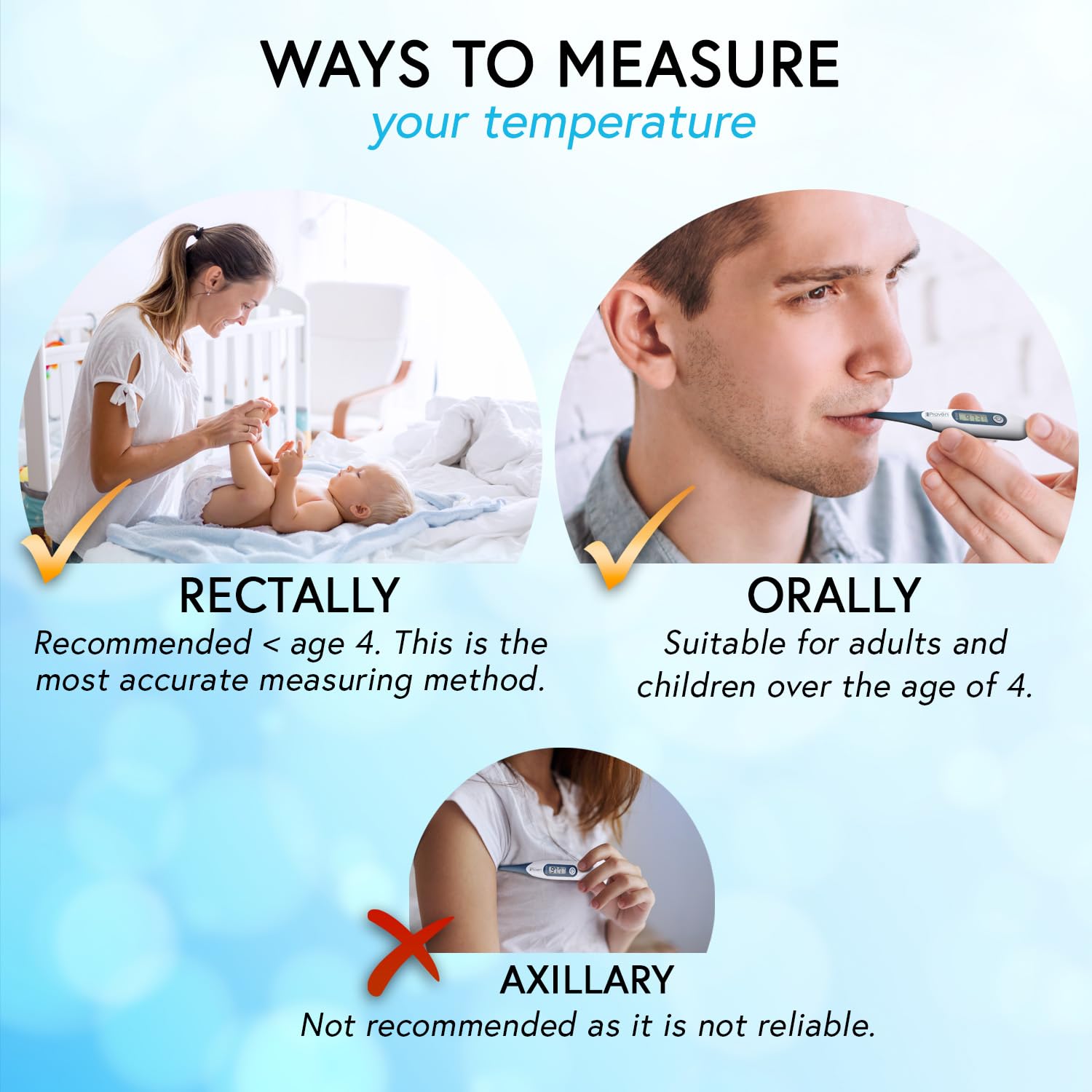 iProven Digital Oral and Rectal Thermometer for Adults, Kids, and Babies

