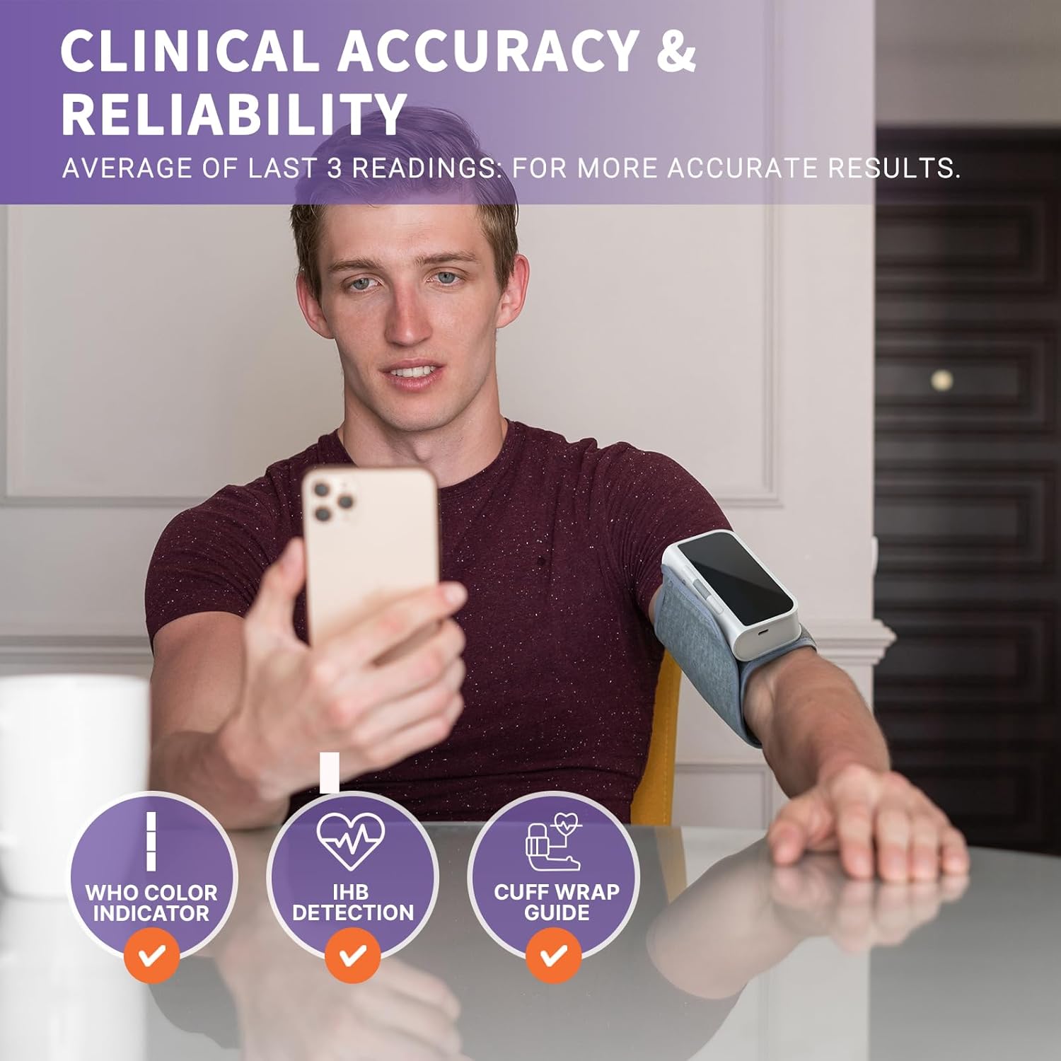 AL21 Upper Arm Bluetooth Blood Pressure Monitor, Rechargeable Digital Smart BP Machine


