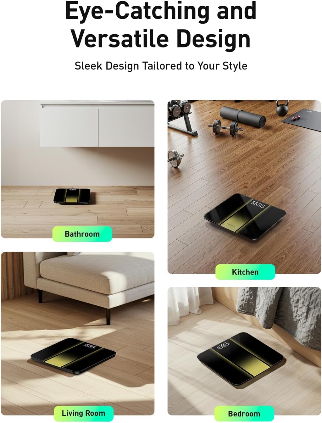 RunStar Digital Bathroom Scale Extra Wide Tempered Glass 550 lb LED Display

