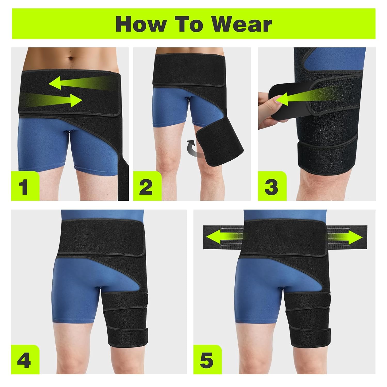 SOLOEVER Hip Brace for Sciatica, Adjustable Compression Wrap Support for Hip Pain

