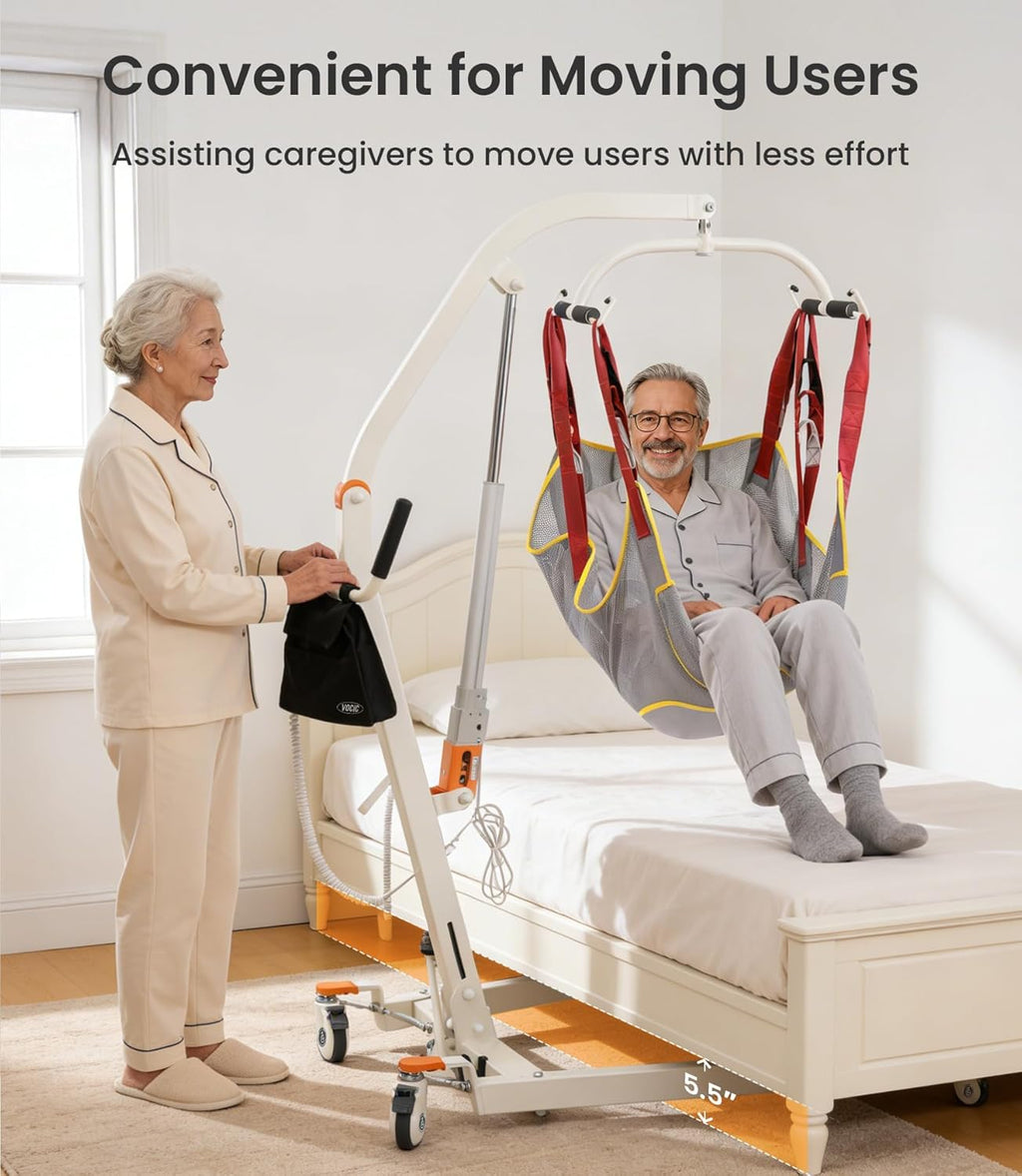 Vobic Electric Patient Lift Floor-to-Bed Transfer Aid Foldable with Mesh Sling 330 lb


