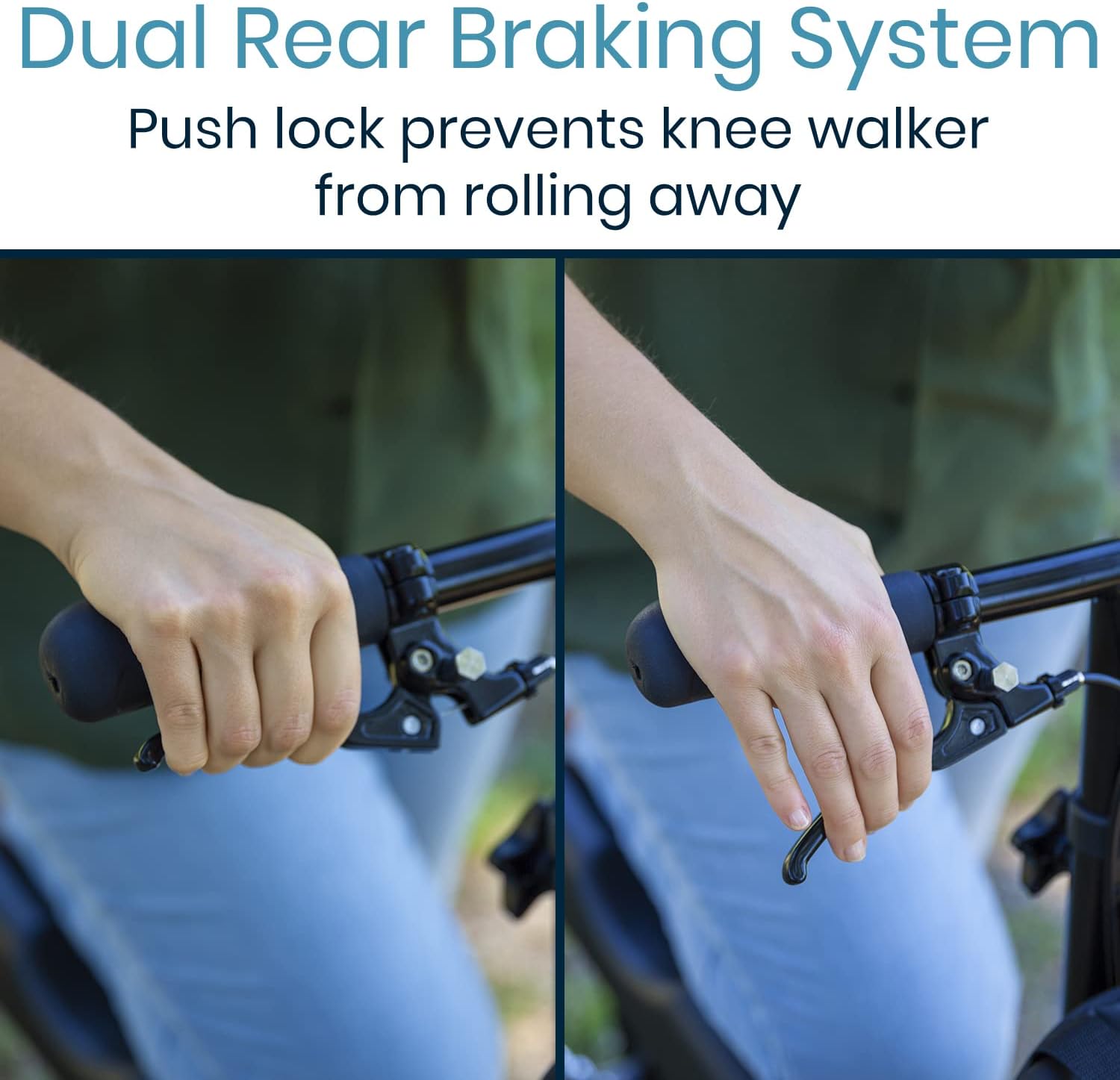 Vive Mobility Quad Knee Walker with Steering Handle, Seated Knee Scooter Aid

