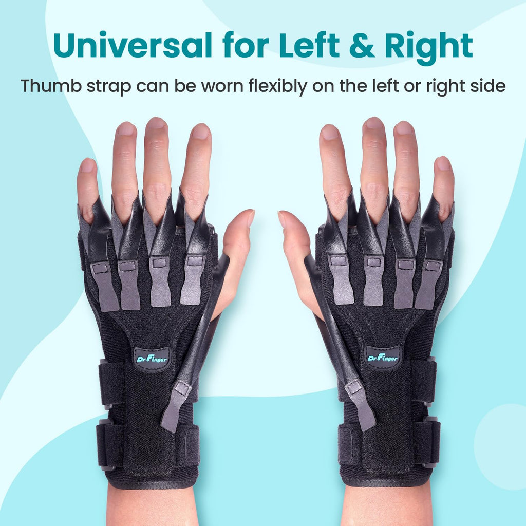 DrFinger Radial Nerve Palsy Wrist Drop Hand Splint Brace with Five-Finger Support

