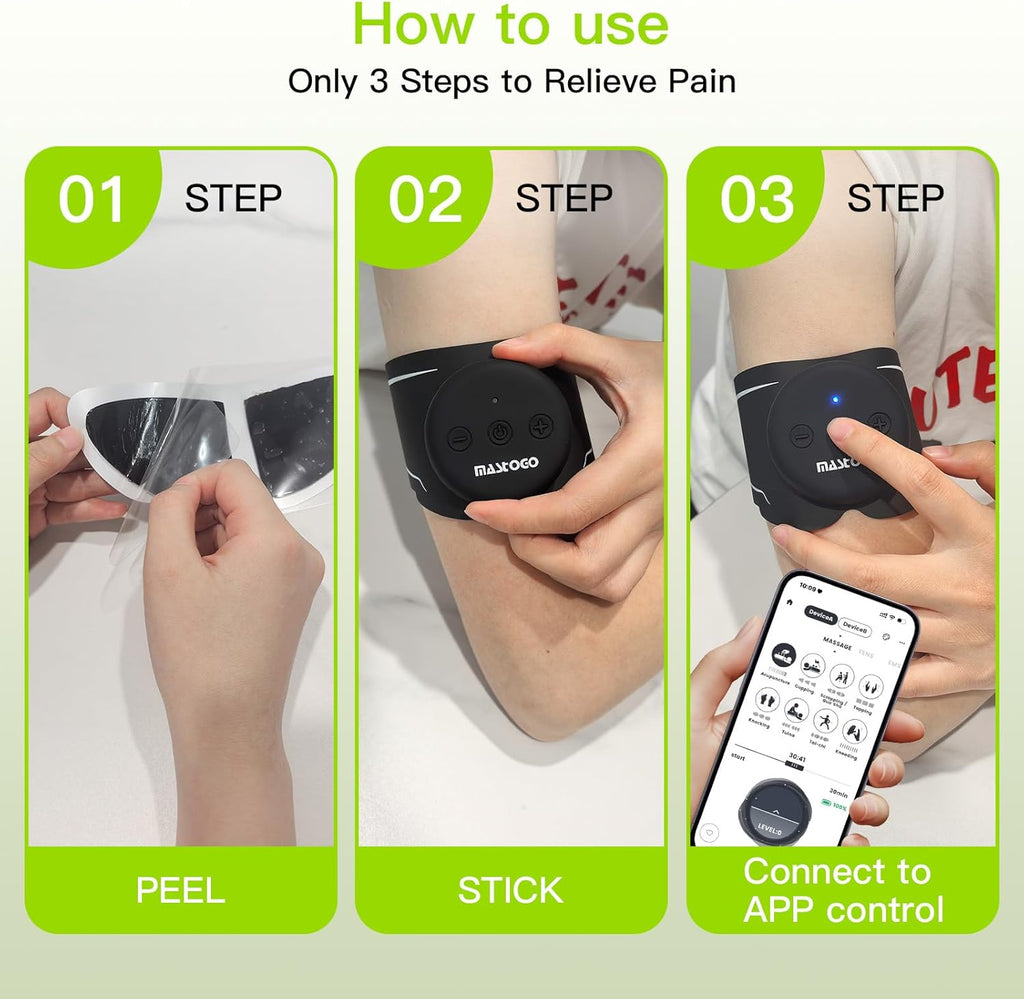 MASTOGO Wireless TENS Unit Dual-Host Muscle Stimulator with App Control, Rechargeable

