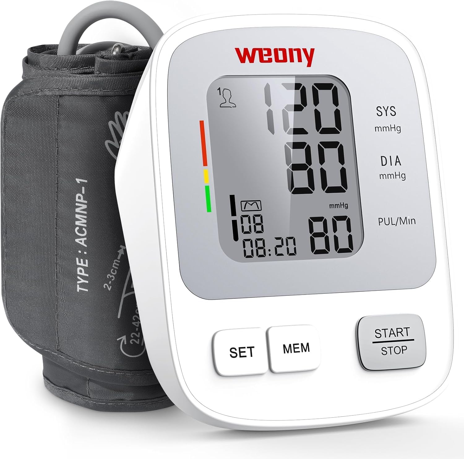Weony Upper Arm Digital Blood Pressure Monitor for Home Use, Adjustable Cuff

