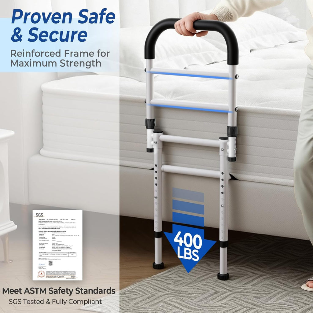 KingPavonini Bed Rails for Elderly Safety ASTM-Approved Bed Cane Anti-Wobble Feet

