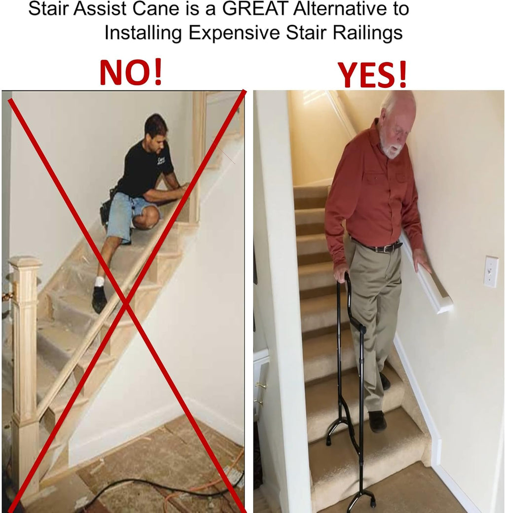 Rock Steady Stair Assist Cane, Lightweight Stair Climbing Aid with Non-Slip Grip

