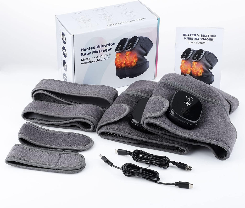 MOAJAZA Heated Knee Massager with Vibration, Cordless Rechargeable Heating Pad


