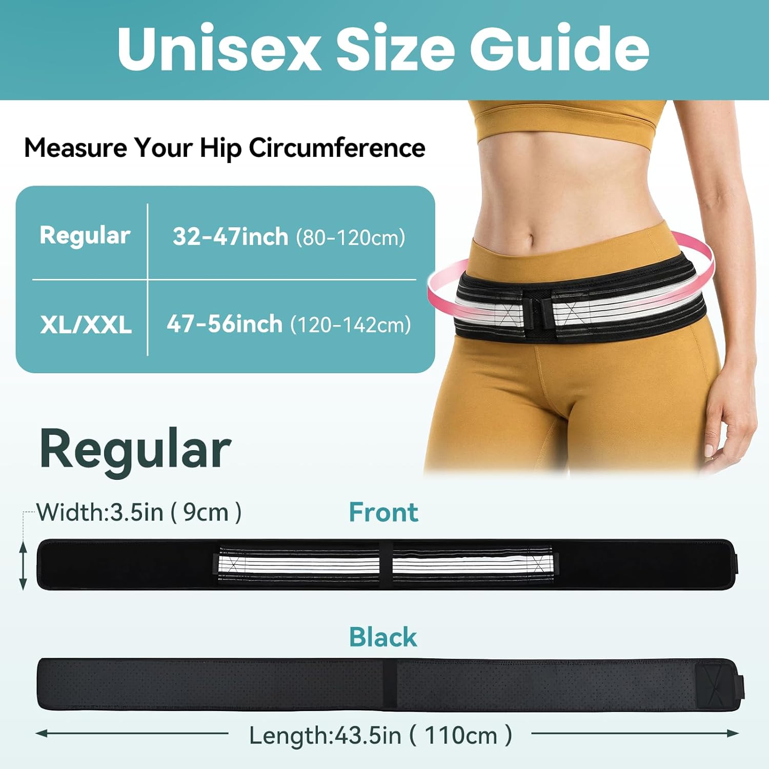 Sacroiliac SI Joint Hip Belt Brace for Lower Back Support, Adjustable Breathable

