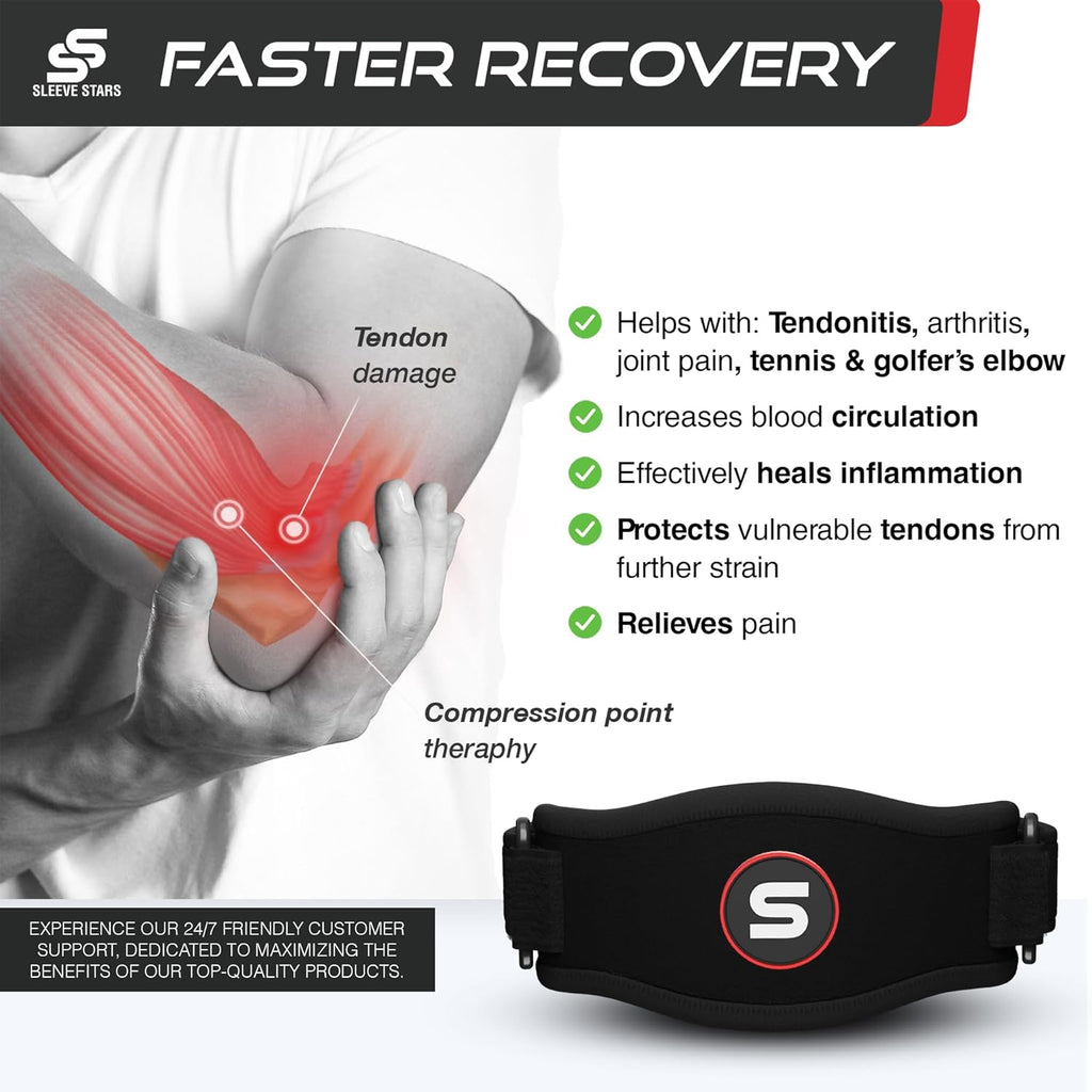 Sleeve Stars Counterforce Tennis Elbow Brace, Adjustable Hook & Loop Strap

