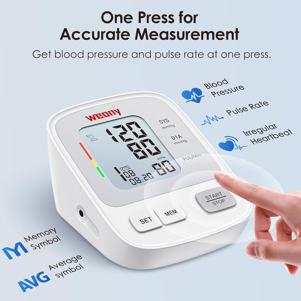 Weony Upper Arm Digital Blood Pressure Monitor for Home Use, Adjustable Cuff

